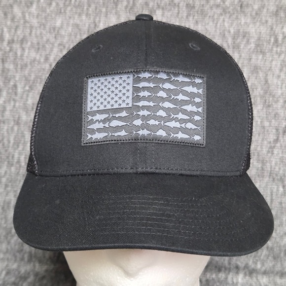 Columbia Other - Columbia Baseball Cap Men L/XL Black PFG Flexfit Fish American Flag Mesh CU9144